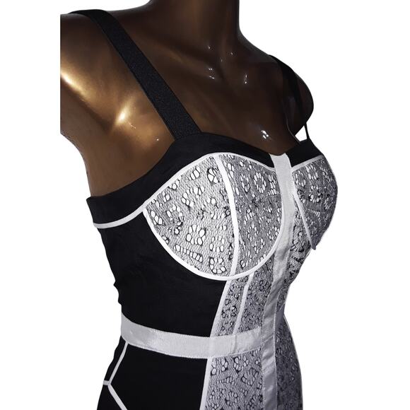 NWT Sz 2 Rebecca Minkoff CLARISSA Lacy Colorblock Corset Dress - Picture 5 of 10